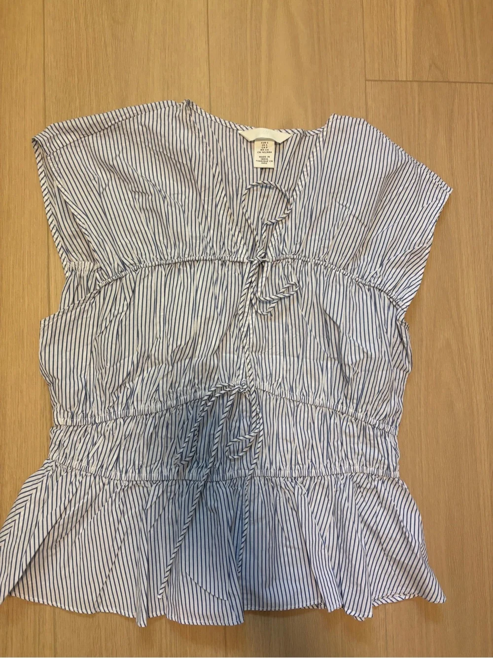 H&M Blue & White Vertical Stripe Tie-Front Top - Picture 2 of 6